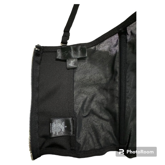 Say What Black Bustier Gold Chain Vintage Corset - Picture 5 of 9